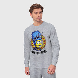 Костюм хлопковый мужской Мардж Симпсон на фоне пиццы - панк жив, цвет: меланж — фото 2