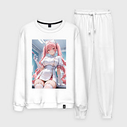 Костюм хлопковый мужской Медсестричка сделает тебе укол любви, цвет: белый