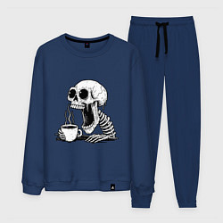 Костюм хлопковый мужской Skeleton with coffee, цвет: тёмно-синий