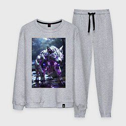 Костюм хлопковый мужской Киборг лиса с неоновой подсветкой, цвет: меланж
