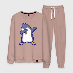 Костюм хлопковый мужской Dab penguin, цвет: пыльно-розовый