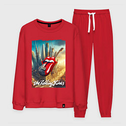 Костюм хлопковый мужской Rolling Stones - logo-guitar, цвет: красный
