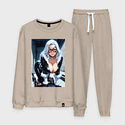 Костюм хлопковый мужской Черная кошка Фелиция Харди, цвет: миндальный