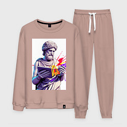 Костюм хлопковый мужской Античная статуя и граффити, цвет: пыльно-розовый