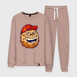 Костюм хлопковый мужской Печенье в кепке, цвет: пыльно-розовый