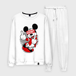 Костюм хлопковый мужской Микки маус - ни кого не слушай, цвет: белый