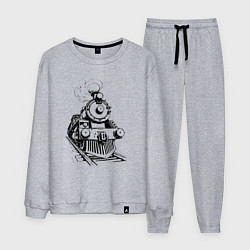 Костюм хлопковый мужской Векторный паровоз, цвет: меланж