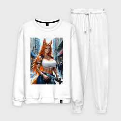 Костюм хлопковый мужской Рыжая лиса-полицейский, цвет: белый