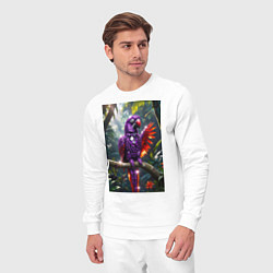 Костюм хлопковый мужской Попугай из драгоценных камней, цвет: белый — фото 2