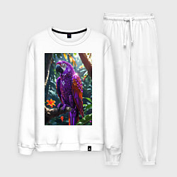 Костюм хлопковый мужской Попугай из драгоценных камней, цвет: белый