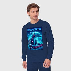 Костюм хлопковый мужской Дельфин крутой киберспортсмен - нейроарт, цвет: тёмно-синий — фото 2
