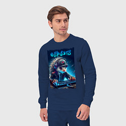 Костюм хлопковый мужской Дикобраз командный игрок - неоновое свечение, цвет: тёмно-синий — фото 2