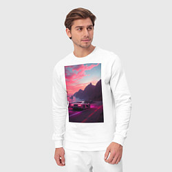 Костюм хлопковый мужской Суперкар едет к океану, цвет: белый — фото 2