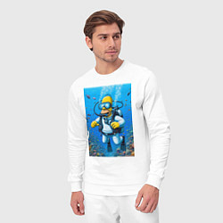 Костюм хлопковый мужской Homer diving - ai art fantasy, цвет: белый — фото 2