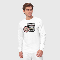 Костюм хлопковый мужской Поддержите уличных котов, цвет: белый — фото 2
