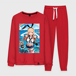 Костюм хлопковый мужской Марин Китагава косплей аниме Флотская коллекция, цвет: красный