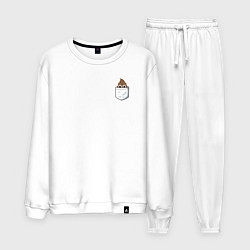 Костюм хлопковый мужской Карманная какашка, цвет: белый