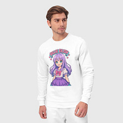 Костюм хлопковый мужской Билли Айлиш аниме стиль, цвет: белый — фото 2