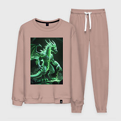 Костюм хлопковый мужской Зеленый магический дракон, цвет: пыльно-розовый