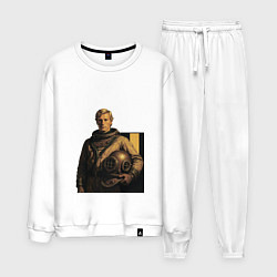 Костюм хлопковый мужской Молодой мужчина водолаз ретрофутуризм поп-арт 1970, цвет: белый