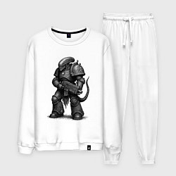 Костюм хлопковый мужской Ксеноморф с болтером, цвет: белый