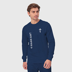 Костюм хлопковый мужской Православный крест - с нами Бог, цвет: тёмно-синий — фото 2