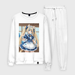 Костюм хлопковый мужской Горничная с ушками в maid cafe, цвет: белый