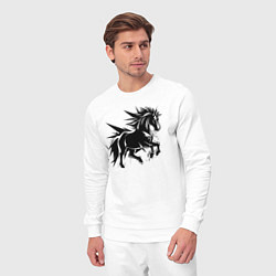 Костюм хлопковый мужской Черная лошадь в движении, цвет: белый — фото 2