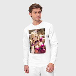 Костюм хлопковый мужской Марин Китагава наряде гламурной кошки, цвет: белый — фото 2