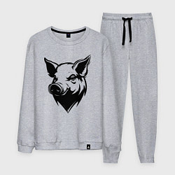 Костюм хлопковый мужской Свиная голова, цвет: меланж