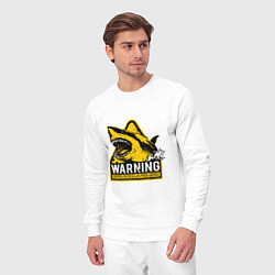 Костюм хлопковый мужской Предупреждающий знак - опасно акулы, цвет: белый — фото 2