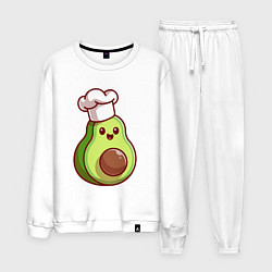Костюм хлопковый мужской Повар авокадо, цвет: белый
