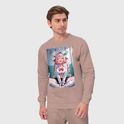 Костюм хлопковый мужской Веселая коровка в школьной форме, цвет: пыльно-розовый — фото 2