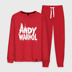 Костюм хлопковый мужской Энди Уорхол надпись, цвет: красный