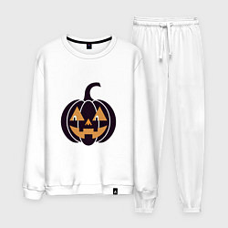 Костюм хлопковый мужской Тыква Джек фонарь Хэллоуин, цвет: белый