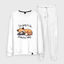 Костюм хлопковый мужской Очень ленивый нот, цвет: белый