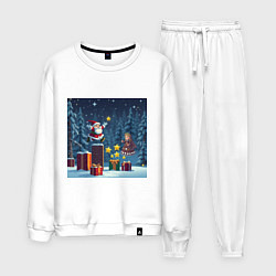 Костюм хлопковый мужской Дед Морозио и Принцесса Снегурочка: вперёд за звёз, цвет: белый