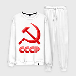 Костюм хлопковый мужской СССР Логотип, цвет: белый