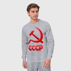 Костюм хлопковый мужской СССР Логотип, цвет: меланж — фото 2