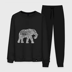 Костюм хлопковый мужской Расписной слон, цвет: черный