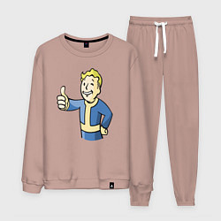 Костюм хлопковый мужской Fallout vault boy, цвет: пыльно-розовый