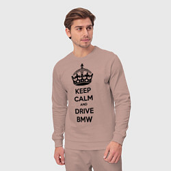 Костюм хлопковый мужской Keep Calm & Drive BMW, цвет: пыльно-розовый — фото 2