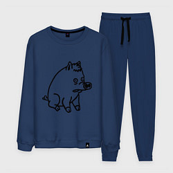 Костюм хлопковый мужской Pig, цвет: тёмно-синий