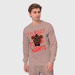 Костюм хлопковый мужской I Survived Five Night, цвет: пыльно-розовый — фото 2