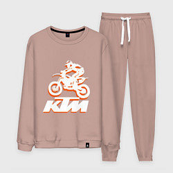 Костюм хлопковый мужской KTM белый, цвет: пыльно-розовый