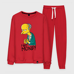 Костюм хлопковый мужской Mr. Burns: I get money, цвет: красный