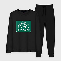 Костюм хлопковый мужской Дорога для велосипедистов, цвет: черный