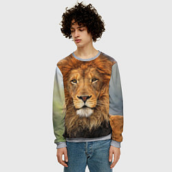 Свитшот мужской Красавец лев, цвет: 3D-меланж — фото 2