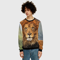 Свитшот мужской Красавец лев, цвет: 3D-черный — фото 2
