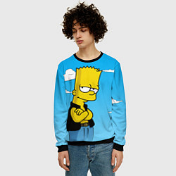 Свитшот мужской Задумчивый Барт, цвет: 3D-черный — фото 2